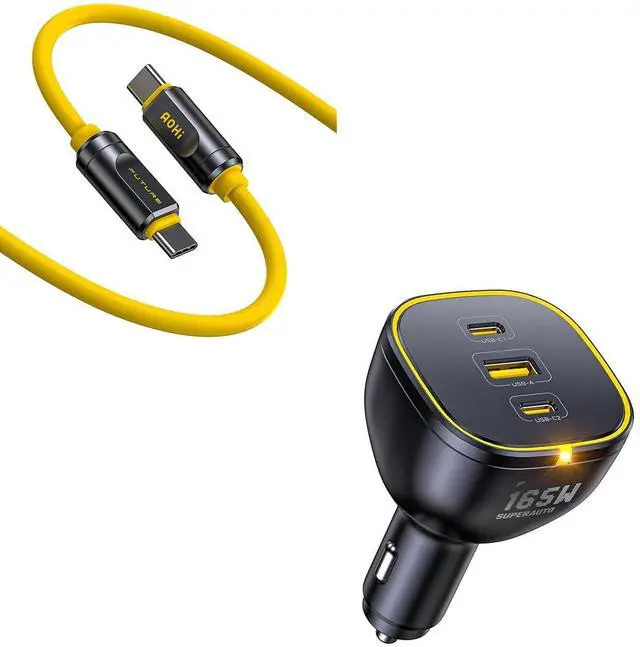 Main image of 165W Laptop Car Charger Adapter 140W USB C Car Lighter Charger +USB 4 2.0 Cable 3.3FT with up to 120Gbps Bandwidth Boost Dual 8K/4K Display 240W PD 3.1 Fast Charging
