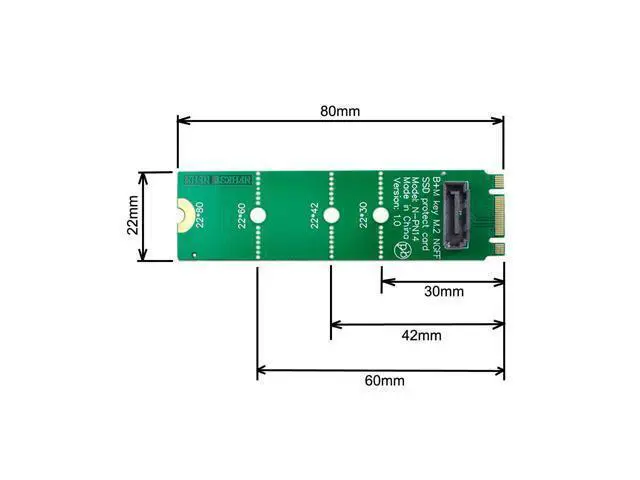 Alt view image 2 of 3 - NGFF B/M-key M.2 to Vertical SATA 7 Pin Hard Disk Drive SSD PCBA Extension Adapter for Motherboard