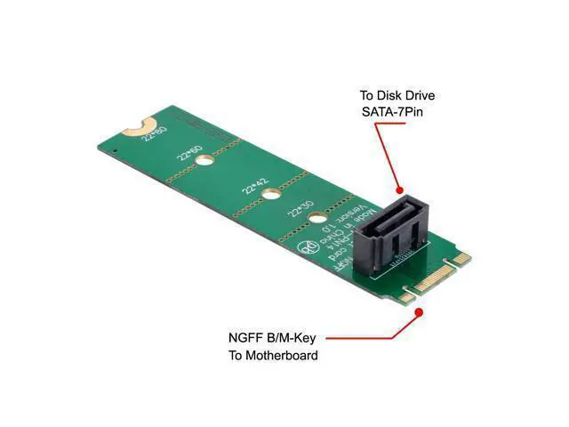 Alt view image 3 of 3 - NGFF B/M-key M.2 to Vertical SATA 7 Pin Hard Disk Drive SSD PCBA Extension Adapter for Motherboard