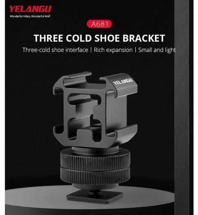 Main image of Triple Cold Shoe Mount Adapter Mount for Mic LED Video Light for DSLR Camera