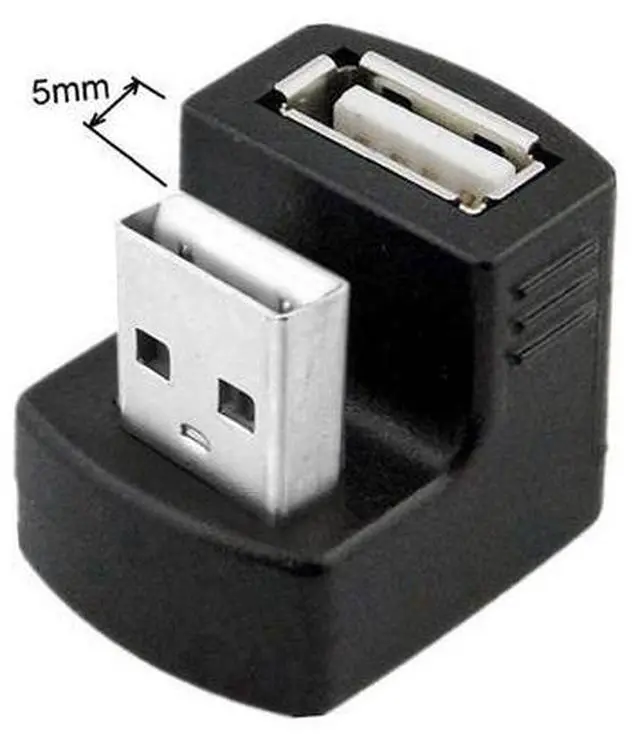 Main image of Chenyang Down Angled USB 2.0 Adapter A Male to Female Extension 90 180 360 Degree Black
