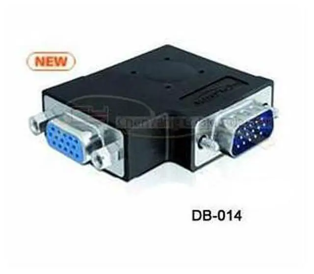 Main image of Vertical Flat Left Angled 90 Degree VGA SVGA Male to Female Extension Adapter BK