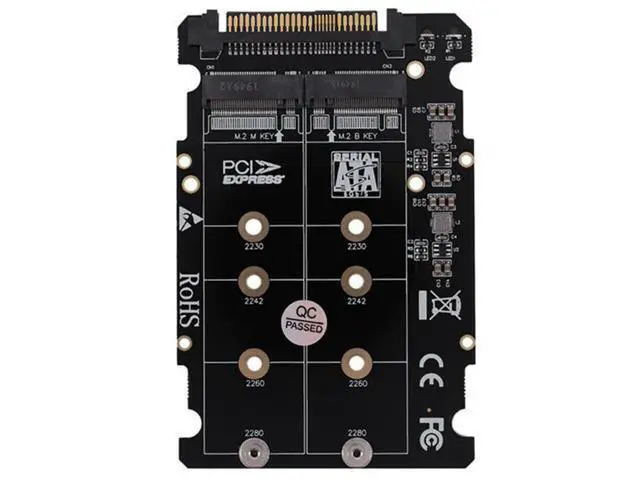 Alt view image 3 of 3 - SFF-8639 NVME U.2 to NGFF M.2 M Key & B Key SSD Adapter PCIE3.0 X16 GEN3 Design for 2280 2260 2242 2230 SSD
