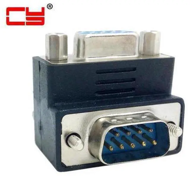 Main image of D-Sub RS232 9Pin Male Screw Type To Female Down Right Angled 270 Degree Nut Type Extension Adapter Converter