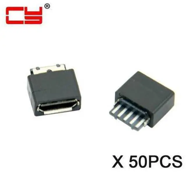 Main image of 50Pcs Micro USB Type B 5 Pin Female Jack Port Socket Adapter Connector Solder Type Repair Parts Gold Flash Plating Contact