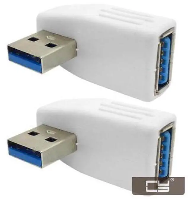 Main image of CYDZ White 90D USB 3.0 Male to Female Vertical Left Angled Adapter for Retina Mac-Book