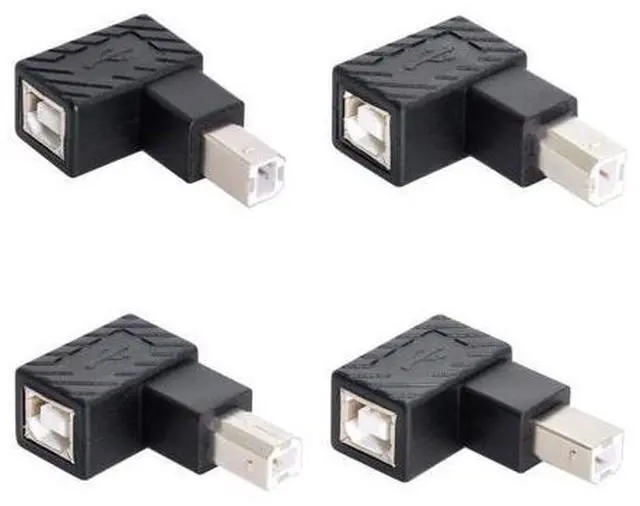 Main image of USB 2.0 B Type Male to Female Extension Adapter Horizontal Vertical Angled 90 Degree for Disk Scanner 4Pcs