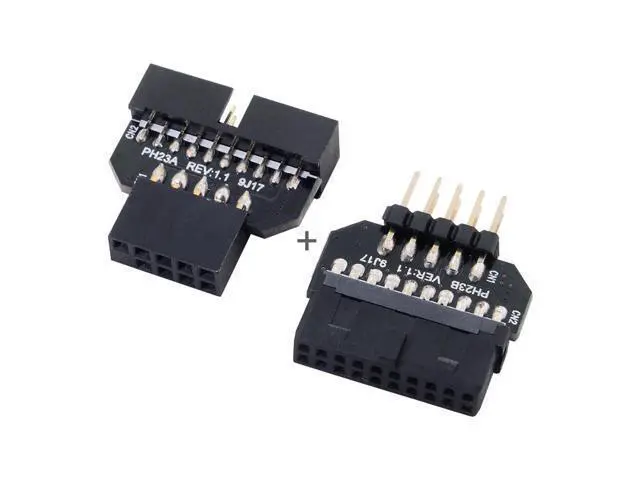 Alt view image 5 of 5 - Reversible USB 2.0 9Pin Housing to Motherboard USB 3.0 20pin Header Female Adapter 1set