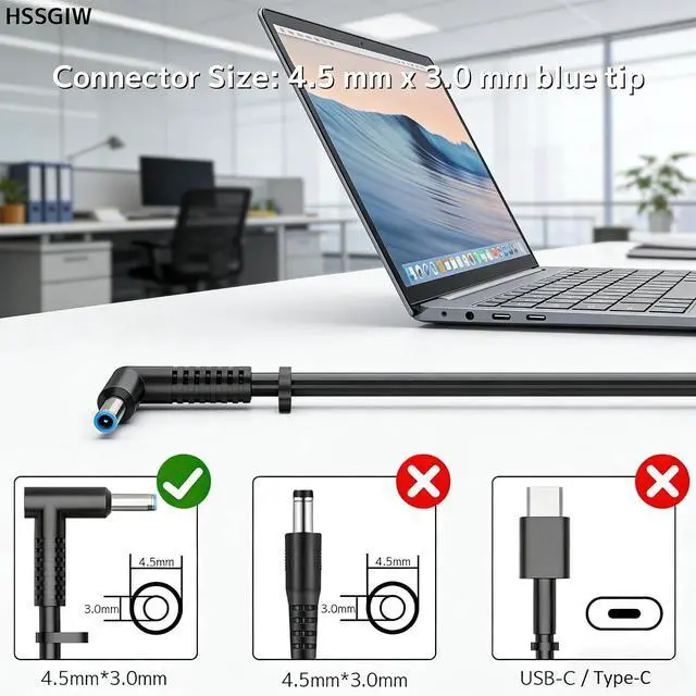 Alt view image 4 of 7 - 230W 200W Gaming Laptop Charger Compatible with HP Omen 15 16 17 Transcend 16.1"; Victus 16 ZBook Studio Fury Envy 16 17 G8 G9 G10 19.5V 11.8A AC Adapter TPN-Q265 TPN-LA10 TPN-DA12 Power Supply Cord