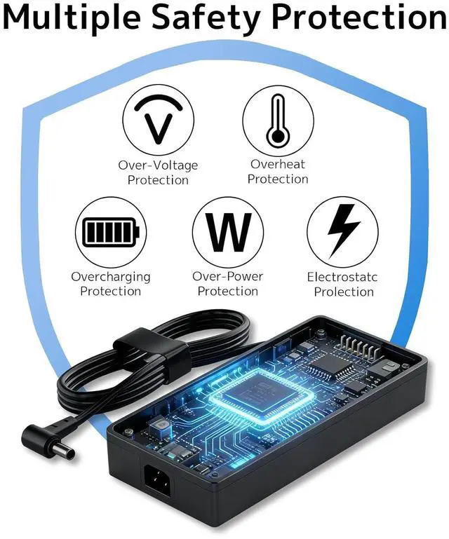 Alt view image 7 of 7 - 240W 20V 10A laptop Charger Fit for Asus Rog Zephyrus Duo 15 G14 GA402 G15 G16 M16 GU603; Vivobook Pro 15X 16X S15 S17 GX502; Flow X16 GV601 TUF A15 A17 F15 F16 F17 AC Adapter ADP-240EB B Power Supply