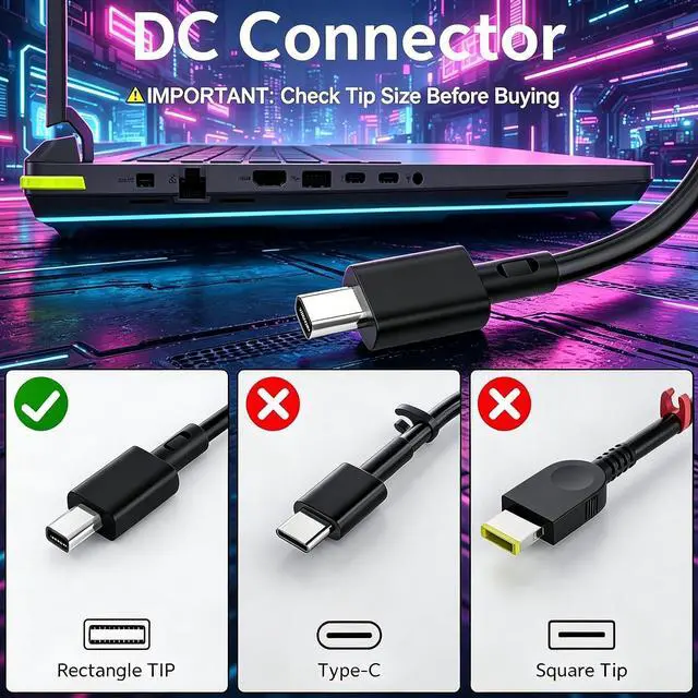 Alt view image 3 of 7 - 380W GaN Slim Laptop Charger Compatible with Asus ROG Strix G18 G815 G815LW G815LW-S9091W AC Adapter; ROG Strix Scar 16 18 G635 G635LW G835 G835LW G835LX ADP-380AB B A24-380P1A Power Supply Cord