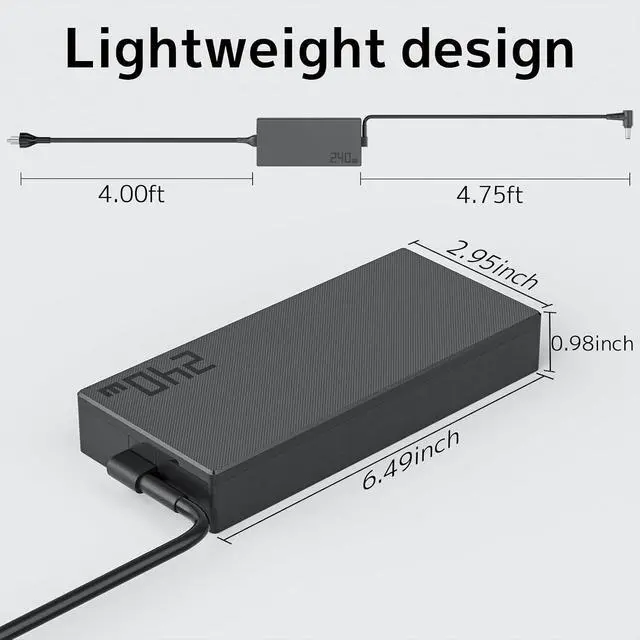 Alt view image 6 of 7 - 240W Gaming Laptop Charger, Fit for ASUS ROG TUF ADP-240EB B Power Adapter | 20V 12A Stable High-Power Supply, 8.8ft Long Cord, Fast Charging, Temperature Control, For TUF A15 A16 F15 Rog Zephyrus str