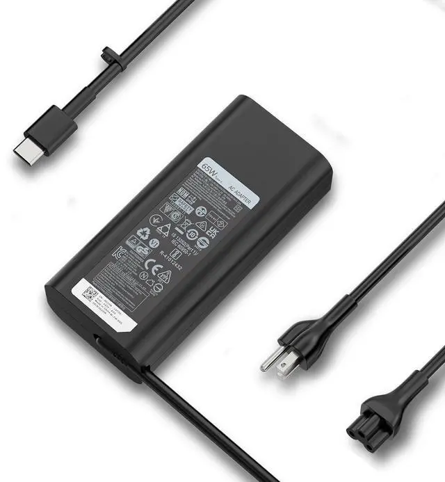 Main image of USB C 65W Laptop Charger Replacement for Dell Latitude XPS Chromebook 45W | Reinforced Connector, Battery-Safe Charging, Overheat Protection, Type C AC Adapter Fit for Dell Latitude Inspiron 14 Series