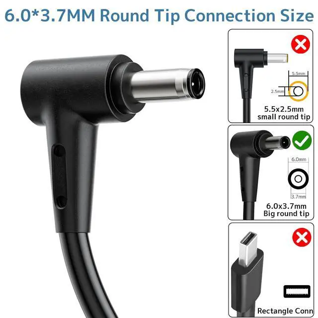 Alt view image 2 of 7 - 200W Charger Fit for ASUS ROG Zephyrus G15 TUF Gaming Laptop adp-200jb d | Overheat Protection, 6.0 x 3.7mm Round Tip, 180W Fast Charging for ROG Strix Power Supply TUF Dash F15 Computer AC Adapter