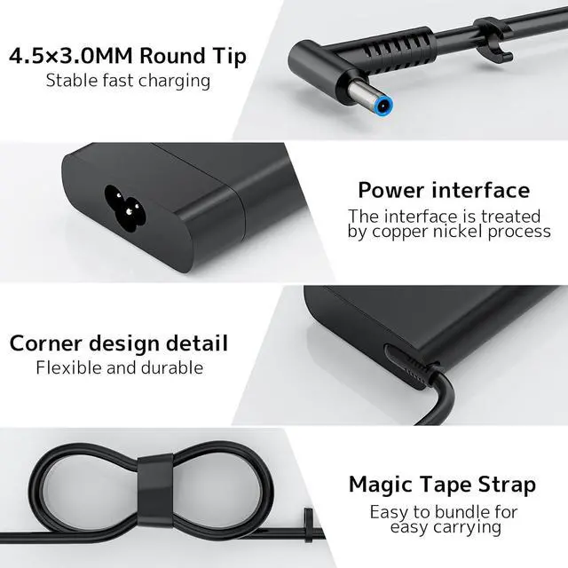 Alt view image 3 of 7 - 150W AC Adapter Charger Fit for HP ZBook OMEN Victus Pavilion Gaming Laptop | Smart Blue Tip, Overheat Protection, Stable Output 19.5V-7.7A, For ZBook 15 16 17 15u Fury 917649-850 Computer Power Suppl