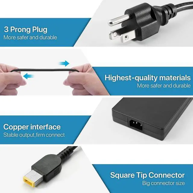 Alt view image 3 of 6 - 230W AC Laptop Charger Compatible with Lenovo Legion 5 5P 7 S7 C7 | for Legion Y730 Y740 Y900 Y910 Y920 Y7000P, ThinkPad P15 P16 P70 P73 Gaming Laptop Power Adapter