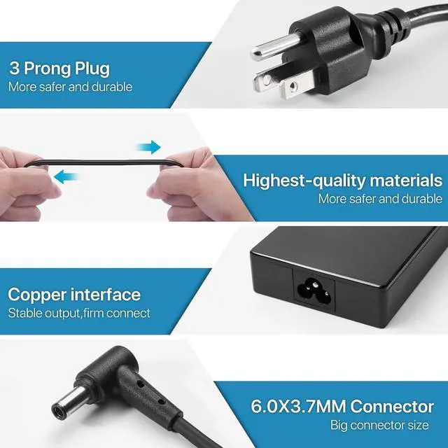 Alt view image 3 of 6 - 150W 20V7.5A 6.0×3.7mm AC Charger for ASUS ROG Strix TUF Gaming Laptop | Compatible Asus TUF Gaming FX705 FX86 FX95 FX506LH FX566, ROG Strix G531GD G531GT GL531GT G731G GL731GT G513IH G713IH