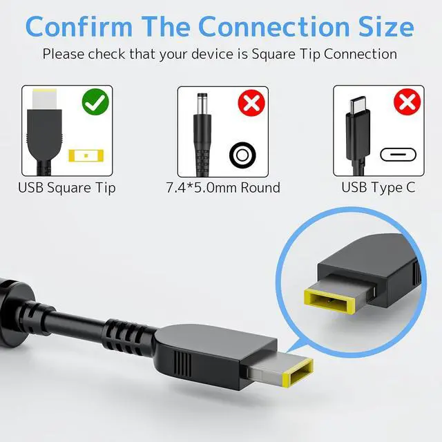 Alt view image 2 of 7 - 330W New Slim Tip Charger Fit for Lenovo Laptop Legion pro 5080 ThinkPad | AC Adapter for Legion pro 7i 7 5i 5 9 16IRX8 RTX 5090 5070ti 2026 Gaming Power Supply Cord ThinkPad X1 GX21M50608 ADL330SDC3A