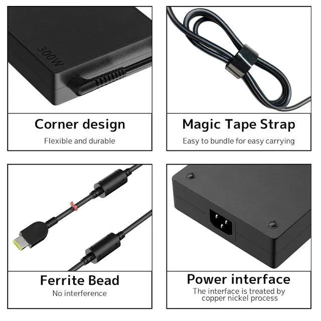 Alt view image 3 of 7 - 300W AC Adapter Charger Fit for Lenovo Legion 7 7i 5i 5 pro ThinkPad Laptop | New Slim, Overheat Protection, Reinforced Connector, Fast Charging for Gaming RTX 50 Series 20V 15A ADL300SDC3A Power Supp