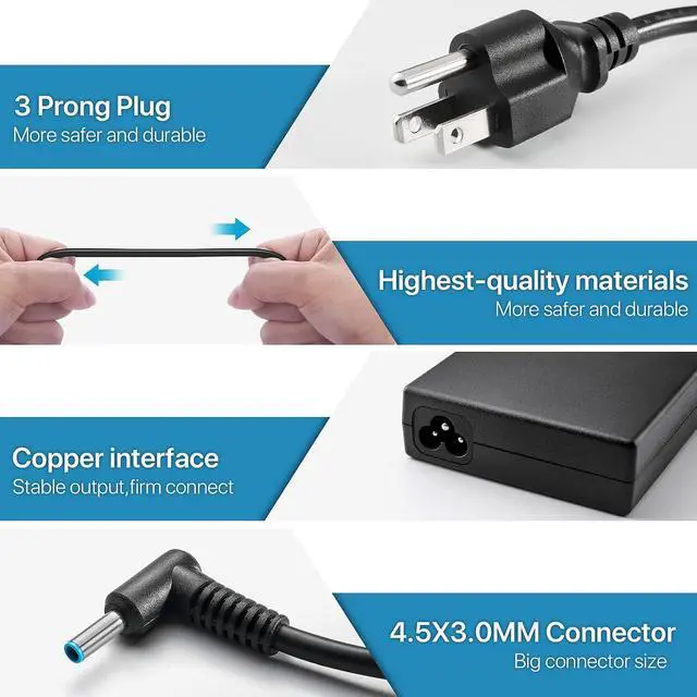 Alt view image 3 of 5 - 150W AC Charger 4.5x3.0mm for HP TPN-DA09 OMEN ZBook Gaming Laptop | Fit TPN-DA03 TPN-CA11 ADP-150XB B, OMEN15-ce Pavilion15-bc ZBook15 G5 Studio G4 Victus15 4.5×3.0mm 150W HP gaming charger
