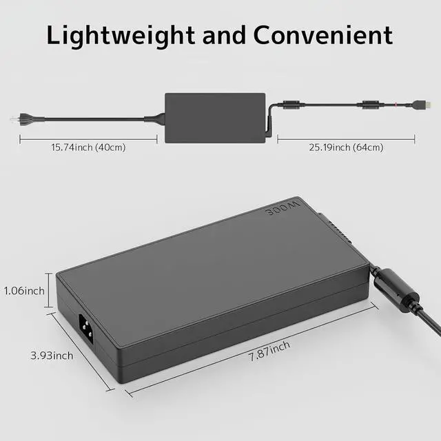 Alt view image 6 of 7 - 300W AC Adapter Charger Fit for Lenovo Legion 7 7i 5i 5 pro ThinkPad Laptop | New Slim, Overheat Protection, Reinforced Connector, Fast Charging for Gaming RTX 50 Series 20V 15A ADL300SDC3A Power Supp