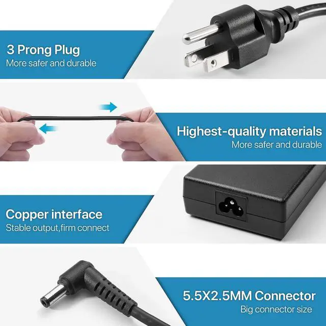 Alt view image 3 of 6 - AC Adapter for MSI Gaming Laptop Charger 180W 150W 120W | Compatible MSI GF63 GF65 GF75 Thin Power Cord