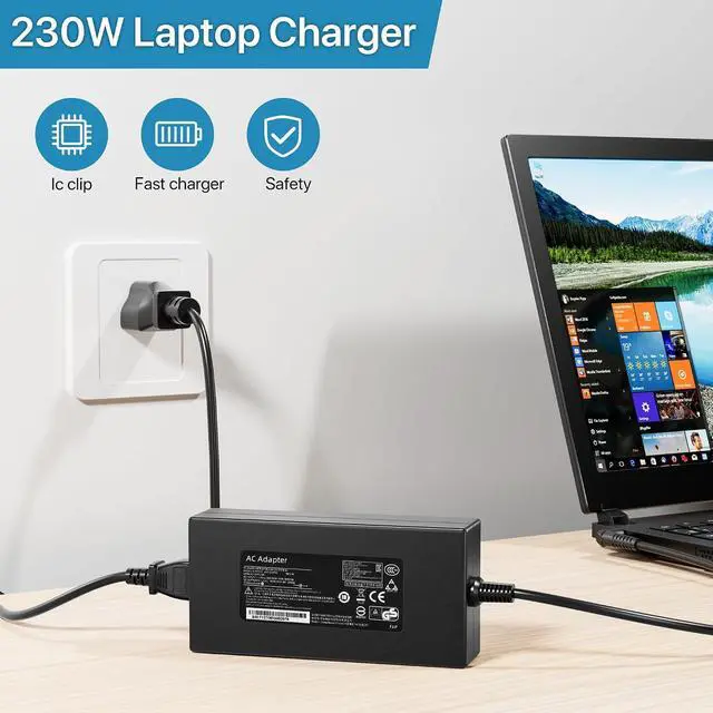 Alt view image 6 of 6 - 230W Charger Fit for MSI GS66 GS65 GS76 GS75 WS65 WS66 WS75 WS76 | Compatible A17- A17-230P1A ADP-230EB T 5.5×2.5mm 230W 19.5V11.8A MSI laptop charger