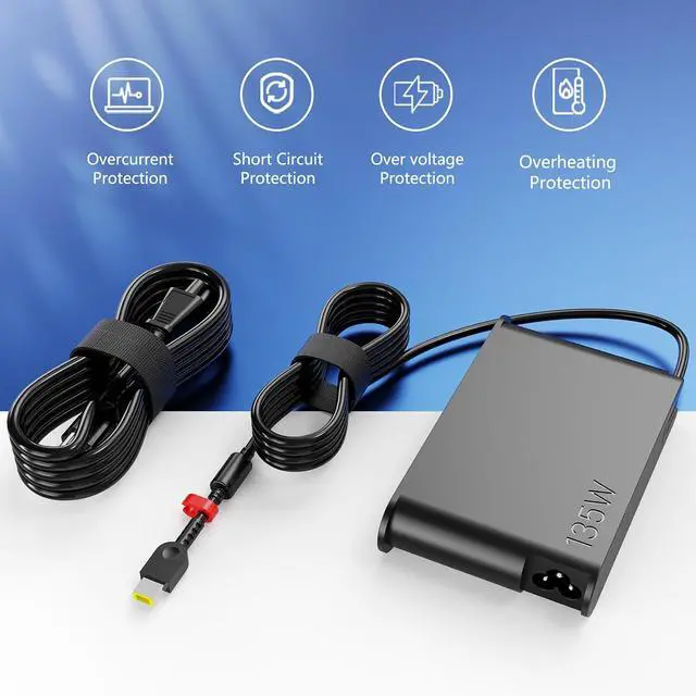 Alt view image 3 of 5 - 135W AC Adapter Fit for Lenovo Laptop Charger | for ThinkPad P1 20MD 20ME X1 Extreme 20MG Legion Y530 Y730 Y520,IdeaPad L340-15IRH 15IMH05 Y50-70,Y700,ADL135NDC3A
