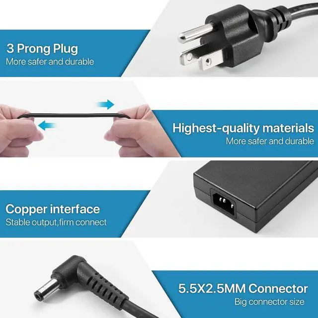 Alt view image 3 of 6 - 230W Charger Fit for MSI GS66 GS65 GS76 GS75 WS65 WS66 WS75 WS76 | Compatible A17- A17-230P1A ADP-230EB T 5.5×2.5mm 230W 19.5V11.8A MSI laptop charger