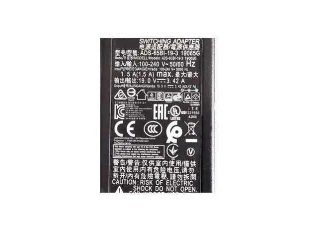 Alt view image 2 of 2 - ADS-65BI-19-3 19065G 19V 3.42A 65W 4.0x1.7mm AC Switching Adapter For LG Laptop Power Supply Charger