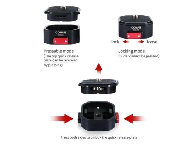 Alt view image 3 of 4 - Coman EX500 Tripod Ballhead Quick Release Plate Screw Adapter Mount for Tripod Stand Monopods Stabilizer