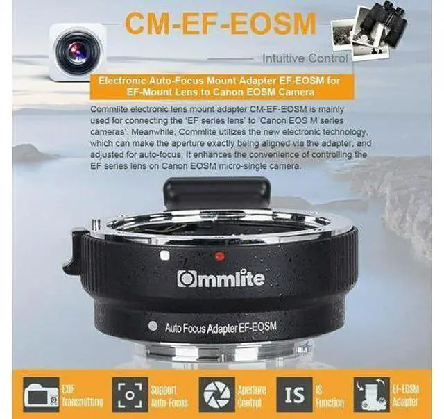 Main image of Commlite AF Lens Mount Adapter for Canon EF to EOS M M10 100 200 5 50 6 Mark II