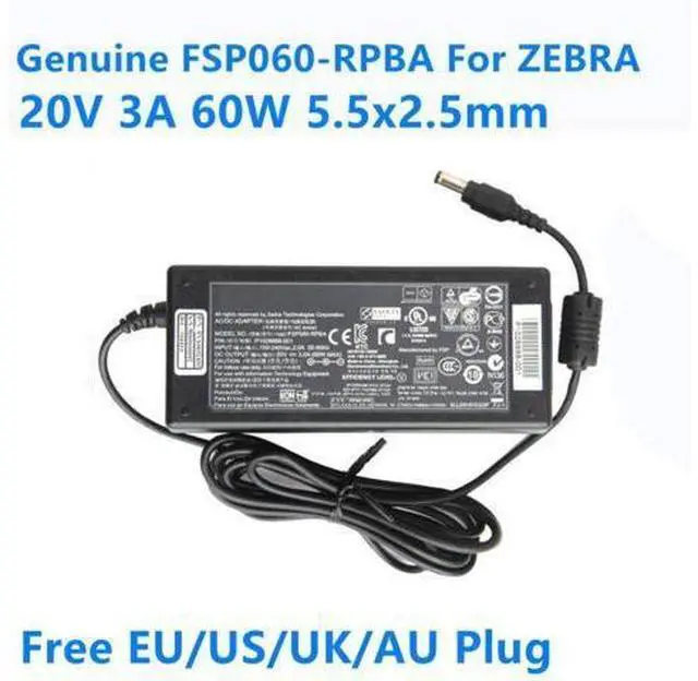 Main image of FSP060-RPBA 20V 3A 60W 5.5x2.5mm AC Adapter For ZEBRA 888TT TLP2844 TLP3844-Z GC420D GC420T Printer Power Supply Charger