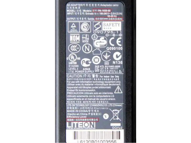 Alt view image 2 of 2 - 19V 3.42A 65W LITEON PA-1650-68 AC Adapter For LG R400 M2380D M2780DF C500 ADP-65JH AB LCD Monitor Power Supply Charger