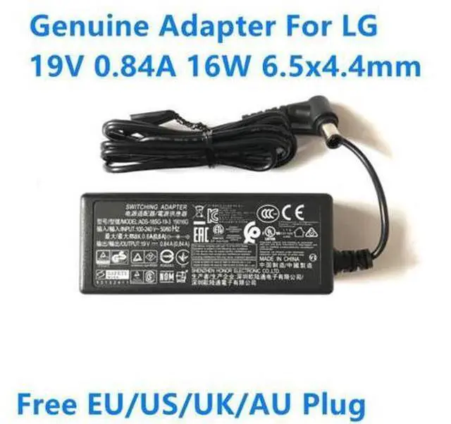 Main image of 19V 0.84A 16W 6.5x4.4mm AC Adapter For LG 19M38A 19M38D 22MK400A ADS-18FSG-19 EAY63032003 LCAP36-E LCAP60-C Charger