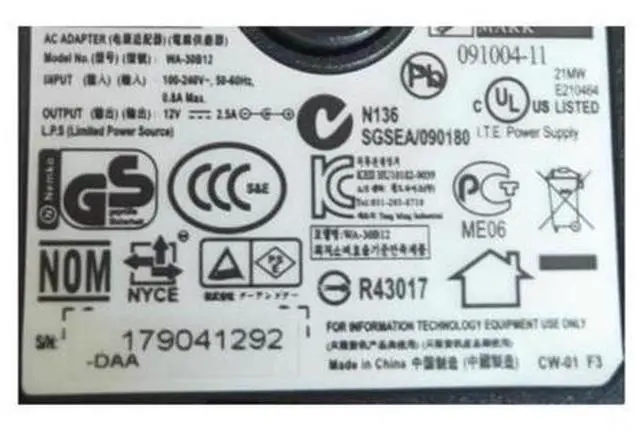 Alt view image 2 of 2 - 12V 2.5A 2A 30W 5.5x2.5mm AC Adapter For APD WA-30B12 Laptop Power Supply Charger with US/UK/EU/AU Plug