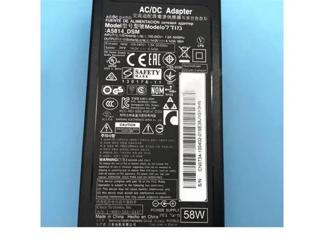 Alt view image 2 of 2 - 14V 4.143A 58W A5814_DSM AC Adapter For SAMSUNG T24C550ND T27C730ND T28C570EN A5814-DSM LCD Monitor Power Supply Charger