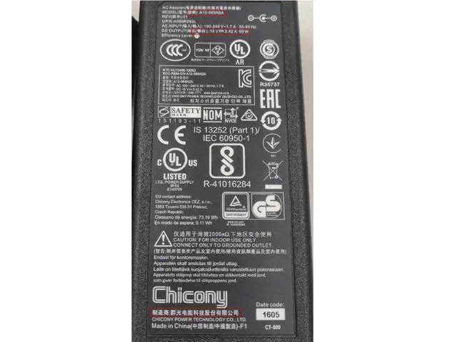 Alt view image 2 of 2 - 19V 3.42A 65W 4.0x1.7mm Chicony A12-065N2A A065R093L Power Supply AC Adapter Laptop Charger For Delta ADP-65JH HB