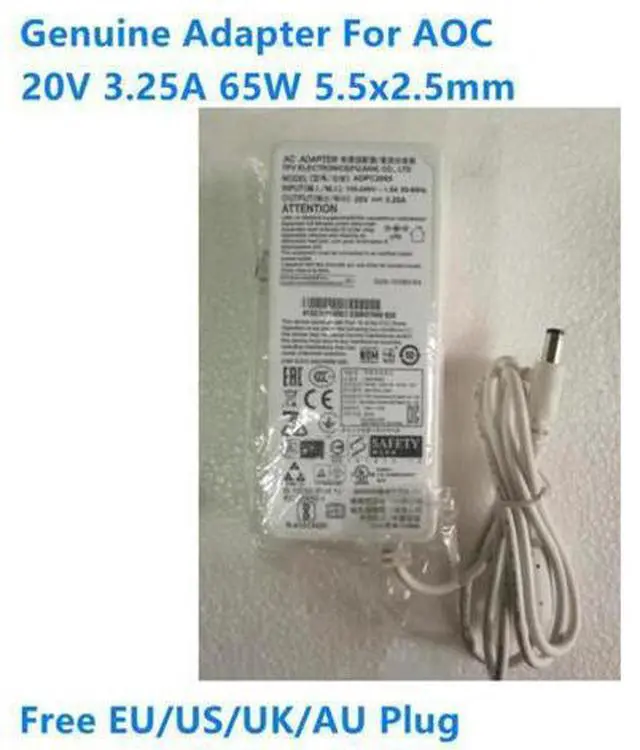 Main image of ADPC2065 20V 3.25V 65W AC Adapter For AOC Monitor AG322FCX U2879VF 280LM00004 315LM00019 E2272PWUT/BS Power Charger