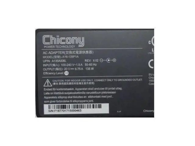 Alt view image 2 of 2 - 20V 6.75A 135W Chicony A16-135P1A A135A006L AC Adapter For MSI APACHE GE62 7RD-471CA Laptop Power Supply Charger
