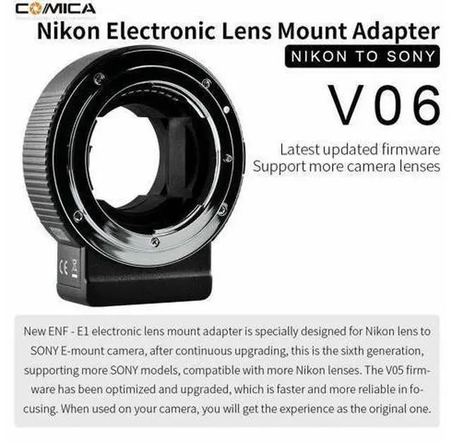 Main image of Commlite Aluminum Auto Focus Lens Adapter AF for Nikon F To Sony E Alpha Camera