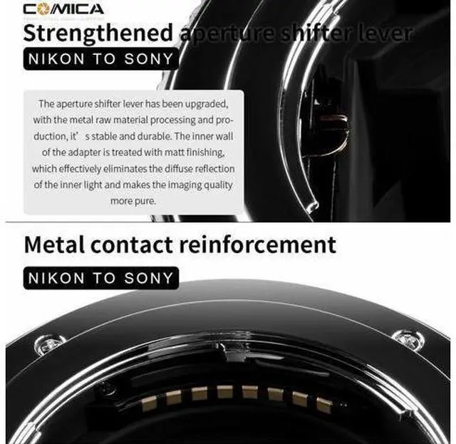 Alt view image 4 of 4 - Commlite Aluminum Auto Focus Lens Adapter AF for Nikon F To Sony E Alpha Camera