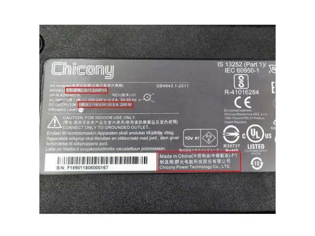 Alt view image 2 of 2 - Chicony 200W 19V 10.5A 7.4x5.0mm A11-200P1A A200A009L A200A013L AC Adapter For MSI GL73 8RD-421US 8RD 282 Laptop Charger