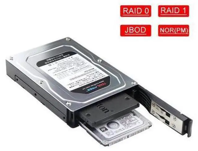 Main image of Tool Dual Bay 2.5 Inch to 3.5 Inch SATA Hard Drive Adapter Enclosure Supports SATA III, RAID 0, RAID 1, JBOD, Nor