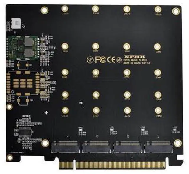 Main image of 4X NVME M.2 AHCI to PCI-E Express 3.0 Gen3 X16 Raid Card with Fan VROC Raid0 Hyper Adapter