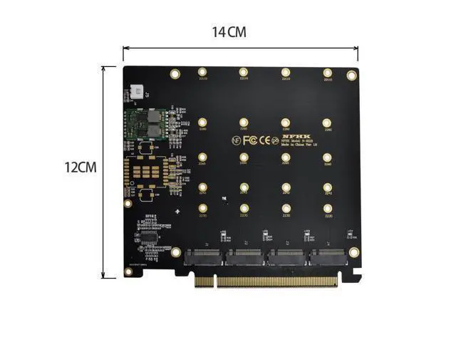 Alt view image 2 of 3 - 4X NVME M.2 AHCI to PCI-E Express 3.0 Gen3 X16 Raid Card with Fan VROC Raid0 Hyper Adapter