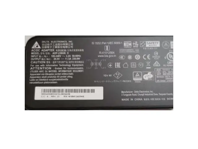 Alt view image 2 of 2 - DELTA 20V 11.5A 230W ADP-230GB D Gaming Laptop Charger AC Adapter For MSI GP76 GE66 GE76 A17-230P1B Power Supply
