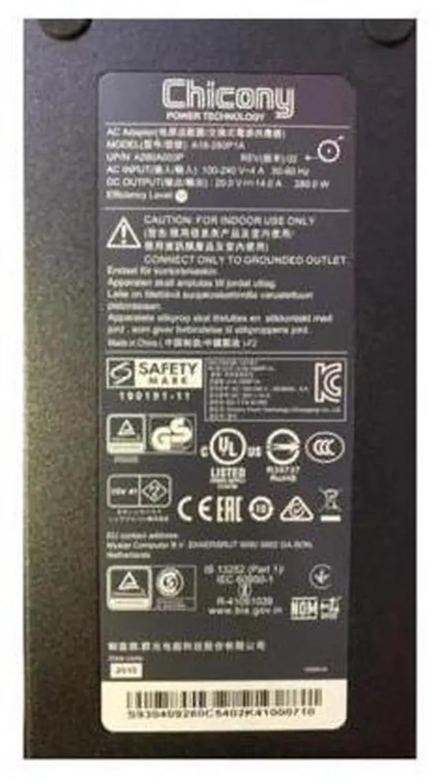 Alt view image 2 of 2 - Chicony A18-280P1A 280W 20V 14A 7.4x5.0mm Power Supply AC Adapter For MSI GE75-9SF GE75-10SFS Gaming Laptop Charger