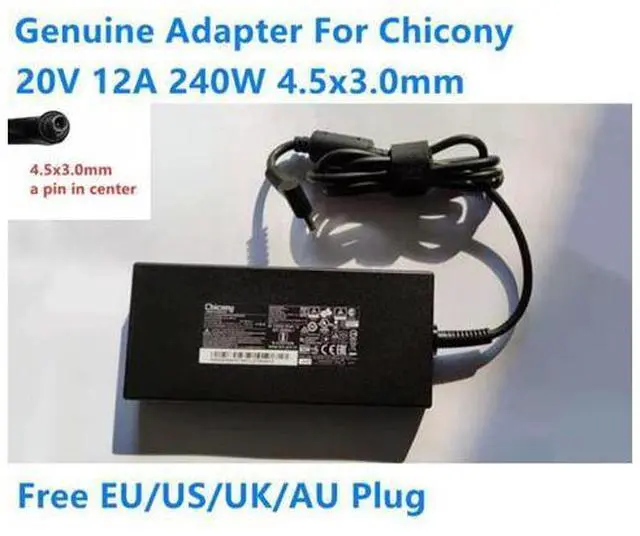 Main image of CHICONY 20V 12A 240W 4.5x3.0mm A20-240P2A A240A010P Power Supply AC Adapter For MSI Laptop Power Charger
