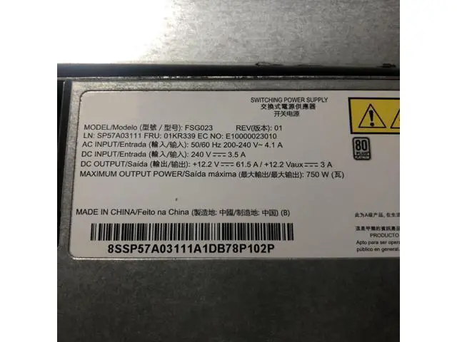 Alt view image 3 of 6 - Almost PSU For Lenovo ThinkSystem SR630 SR650 750W 550W Power Supply FSG023 FSF030
